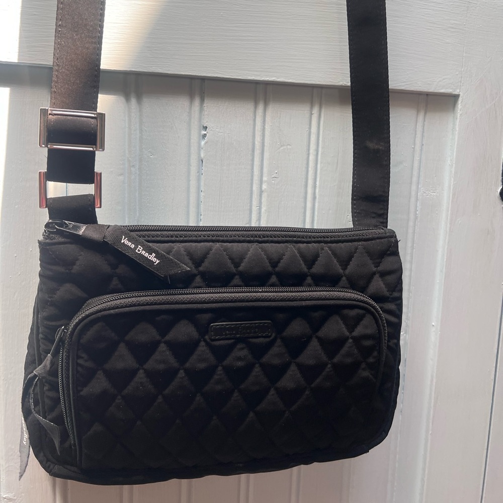 Vera Bradley Black Quilted Messenger Bag